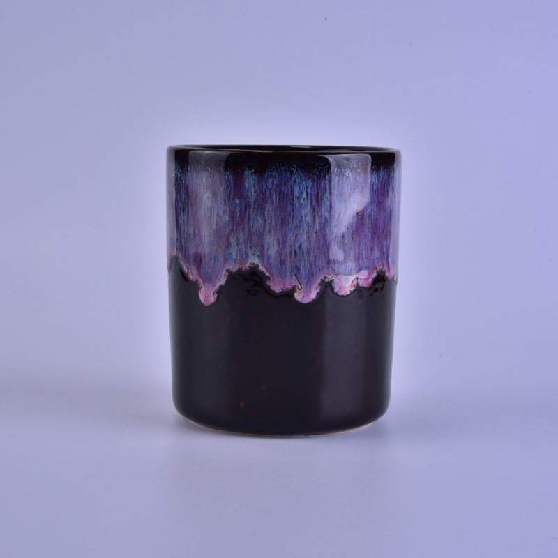Creative half transmutation glaze ceramic candle jar