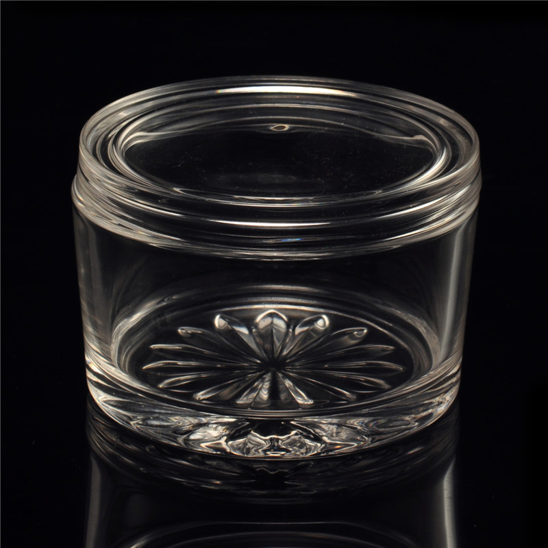 Cristal photophore en verre avec couvercle