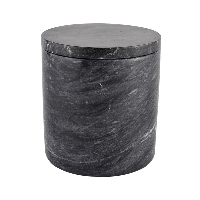 Cylinder de 380 ml de luxo de luxo de mármore cerâmica Jarros de vela com tampas