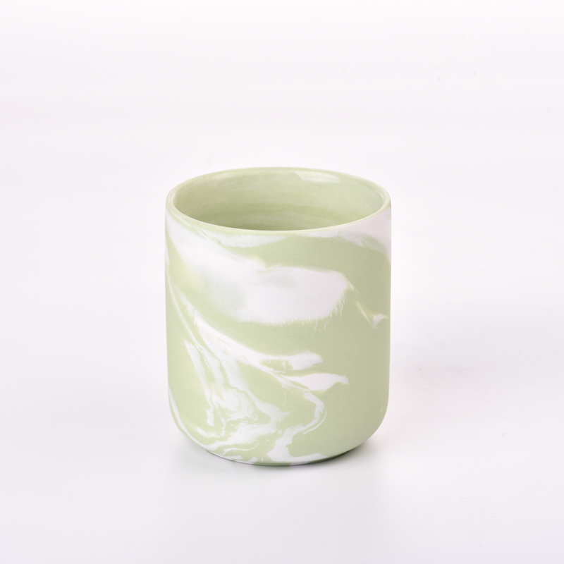 Custom Candle Vessel Marble Glazing Ceramic Scented Candle Container