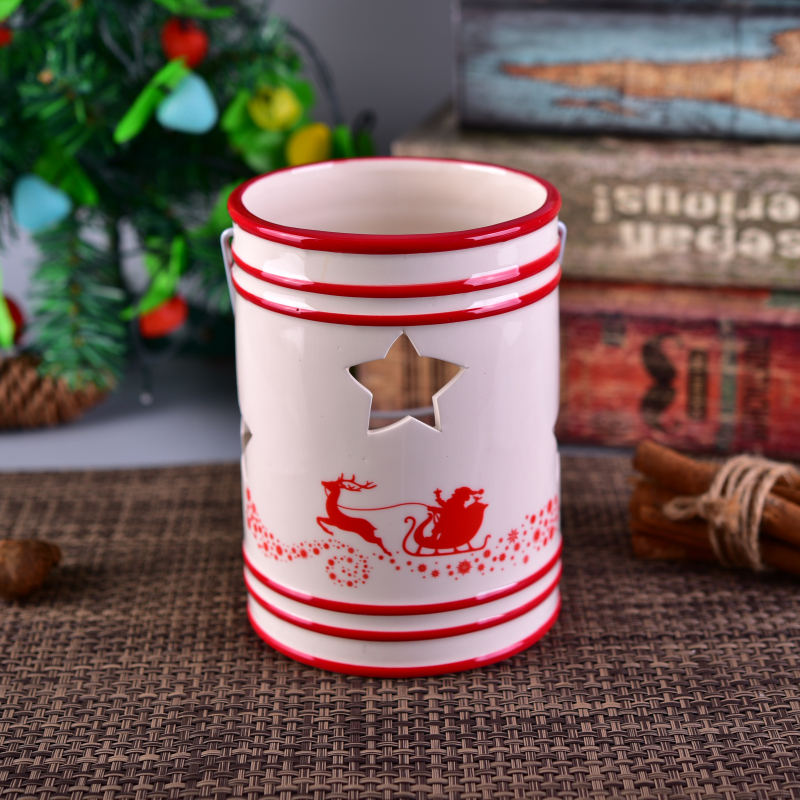Kundenspezifisches Weihnachtsdekoratives Geschenk-Teelicht Keramischer Kerzen-Halter