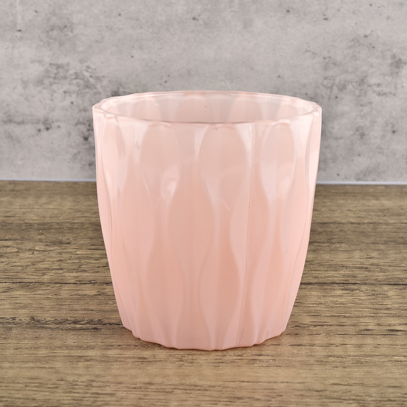 情人节定制优雅粉色豪华玻璃蜡烛罐