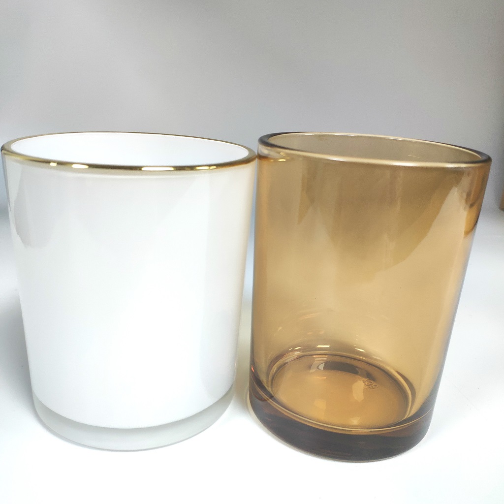 Custom Glass Candle Jar With Gold Rim