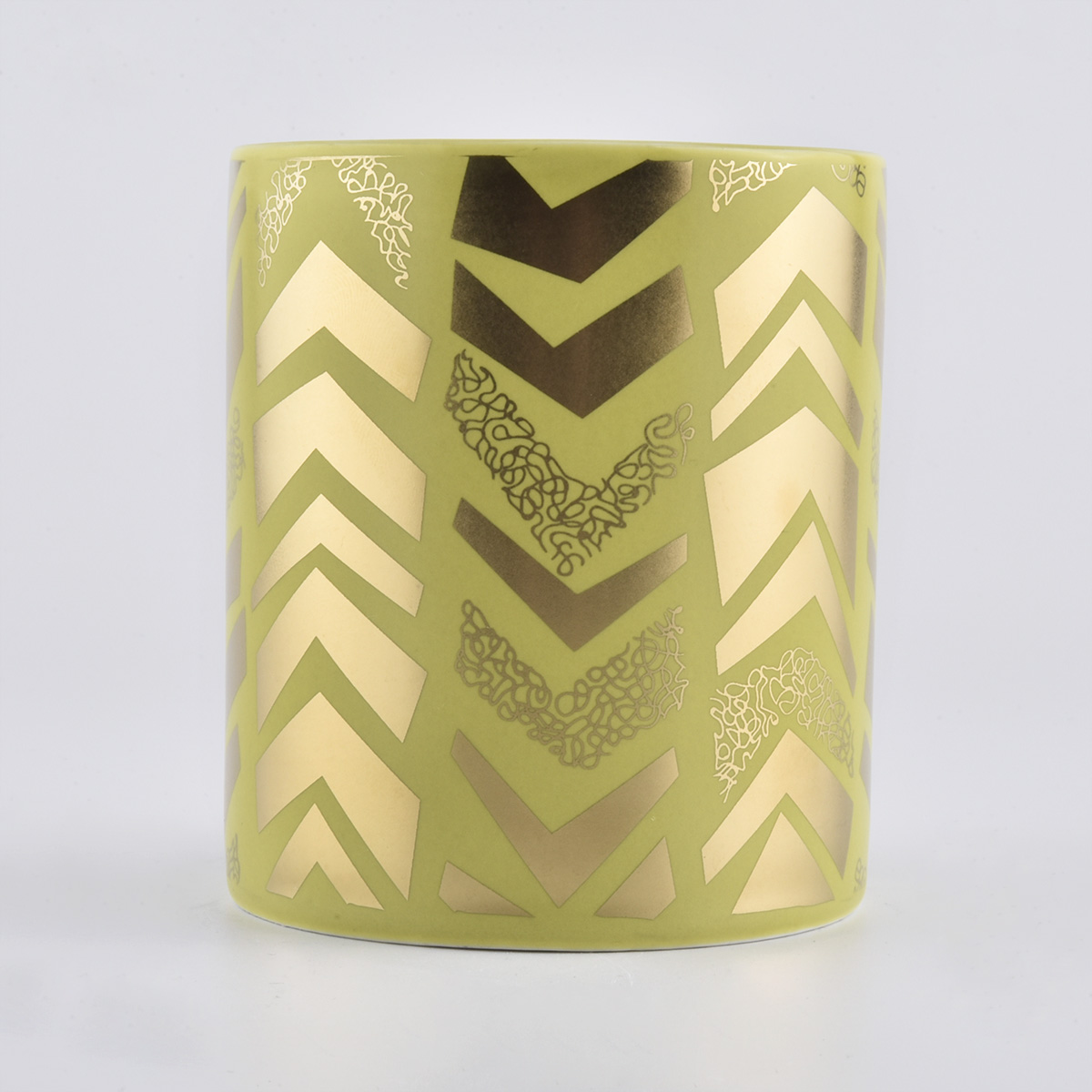 Decalcomania oro personalizzata su vasi di candele in ceramica