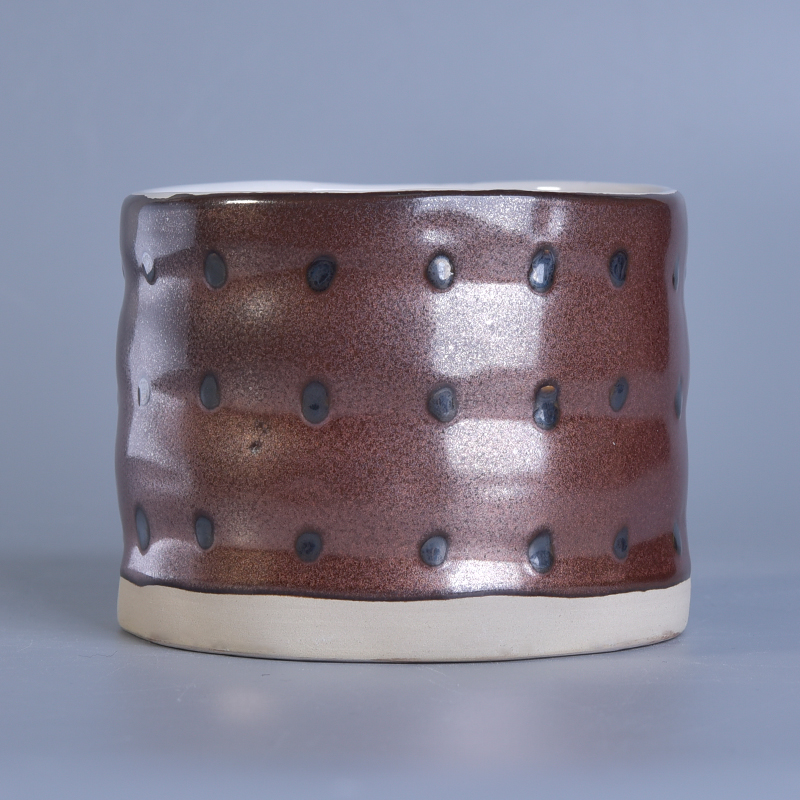 Kundenspezifische handgemalte keramische Kerzenhalter mit Metall verglasten Wohnkultur