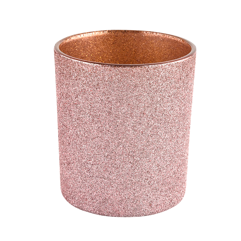 自定义标志豪华粉色空磨砂玻璃蜡烛罐
