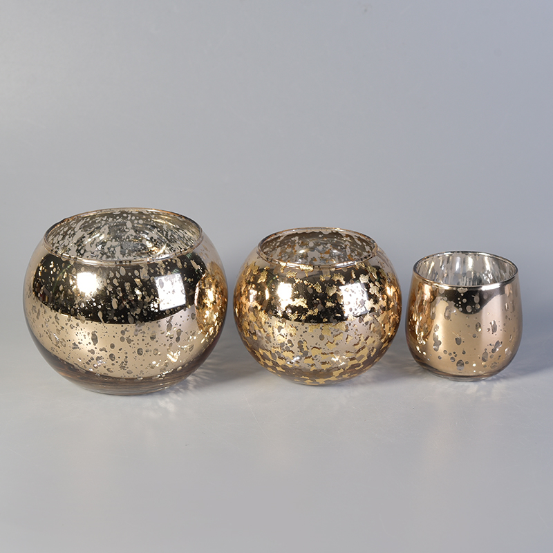 Candelero de vidrio de bola de mercurio de oro personalizado
