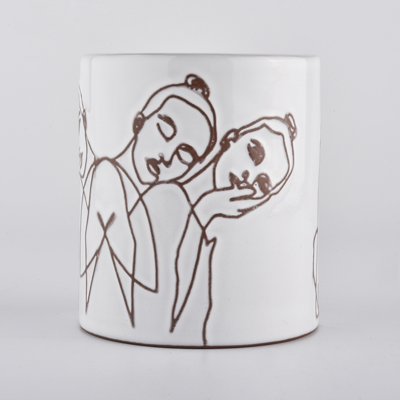 Custom home wedding decor girls picture ceramic candle holder