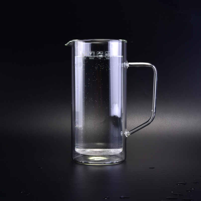 Personalizado jarros de vidro de borosilicato de parede dupla com alça para suco de água de café