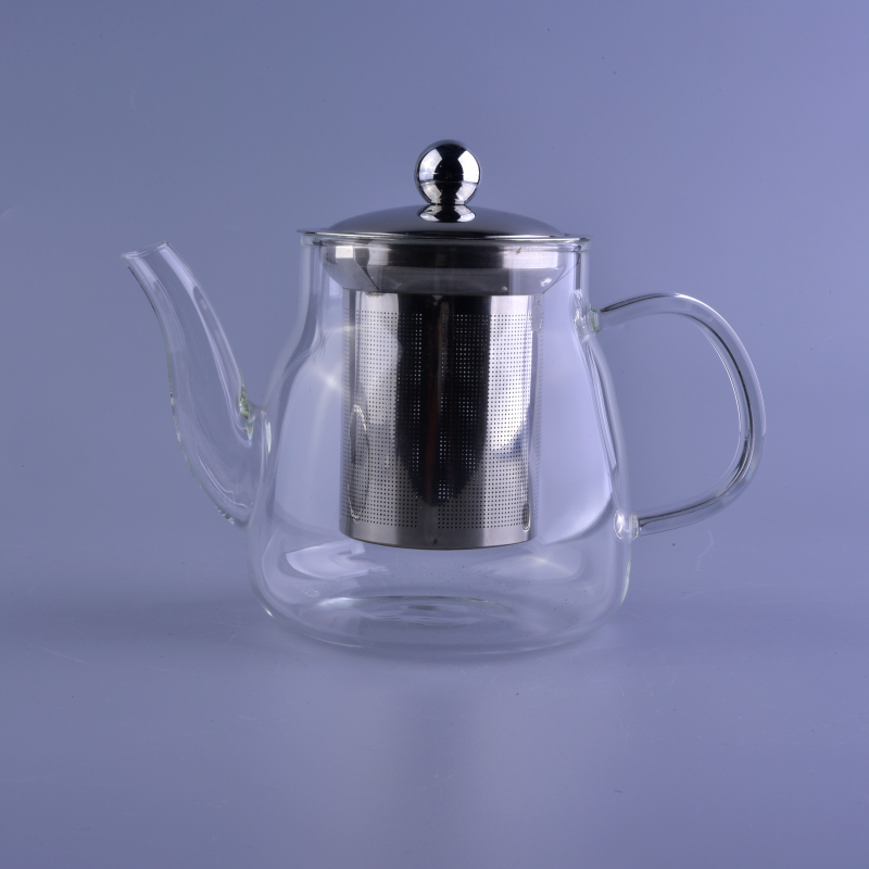 定制耐热玻璃茶壶带不锈钢过滤器