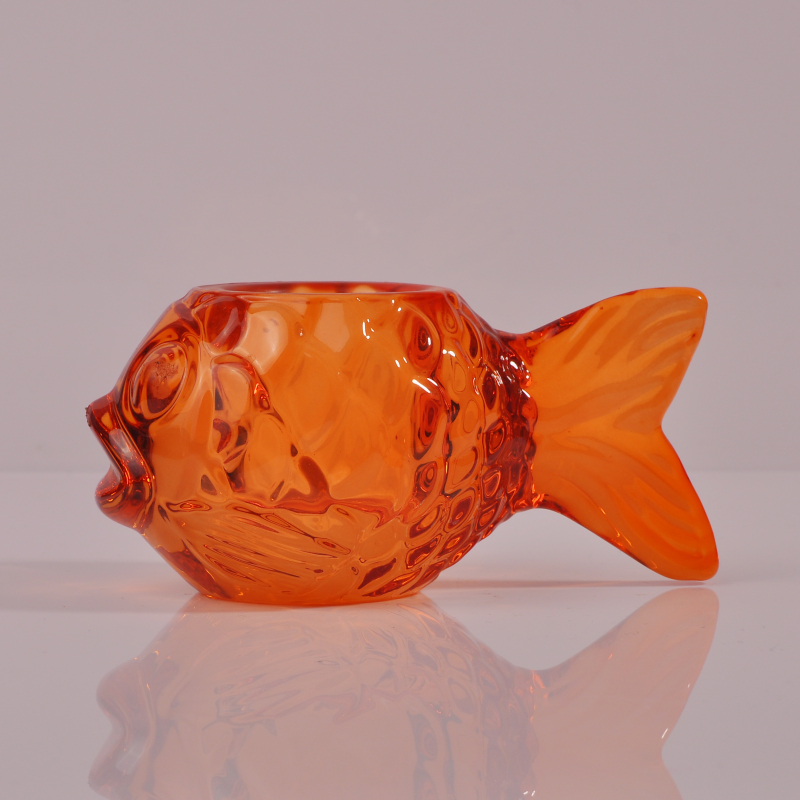 Bonito forma de peixe máquina de material de cor feita de vidro tealight holdder