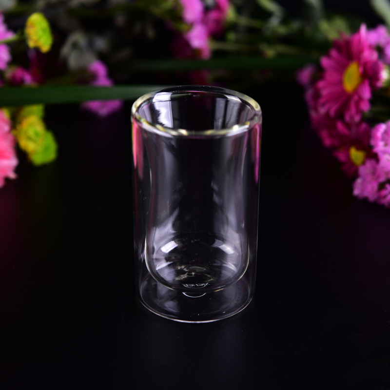 Cilindro redondo borosilicato de doble pared de vidrio de la taza
