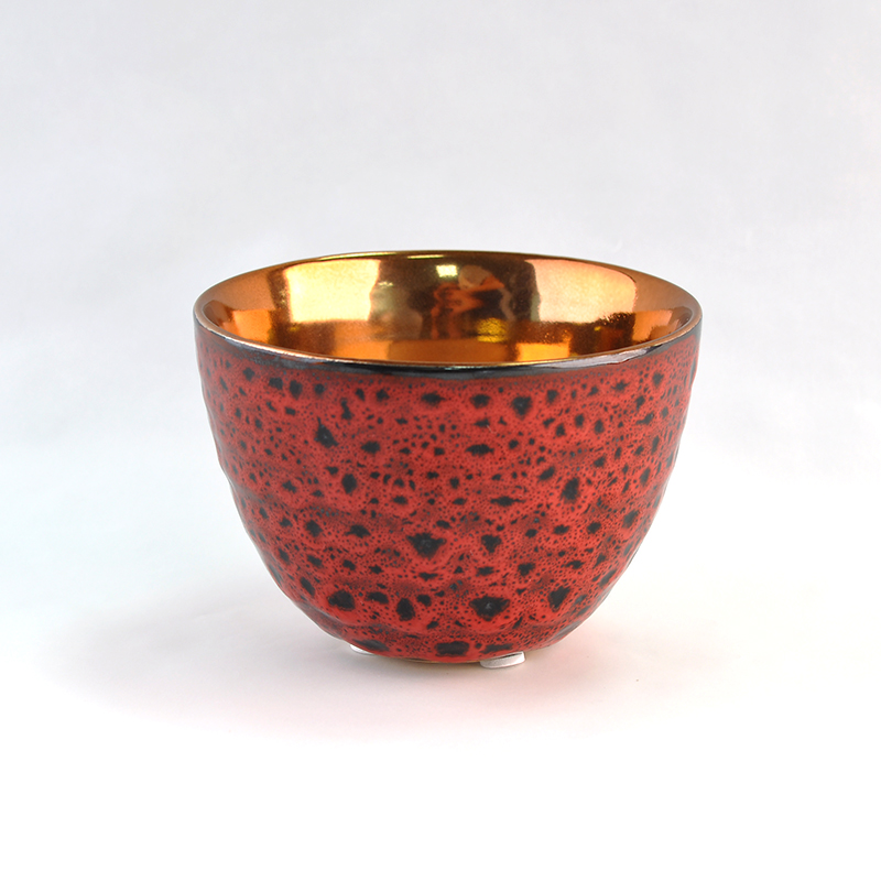 Cilindro de cetim colorido azul vermelho banhado castiçais de cerâmica