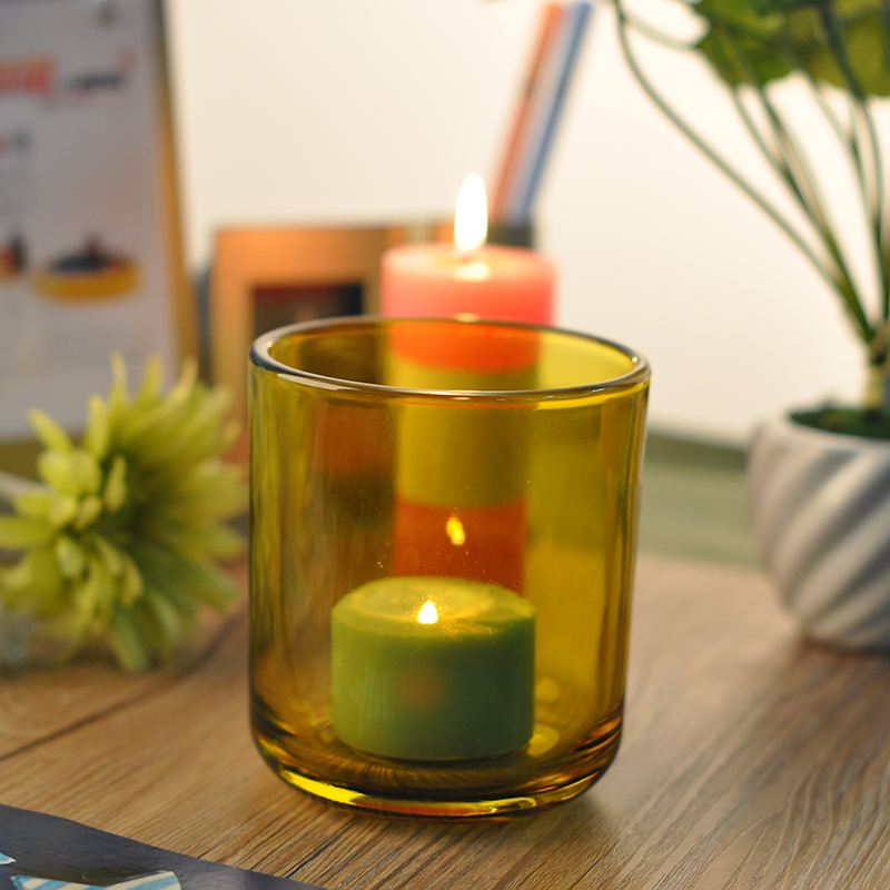 Cylinder votive glass tealight candle jar