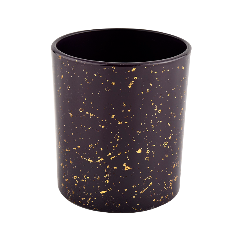 Dekoratives Golddruck schwarzer Glas Kerzengläser Großhandel