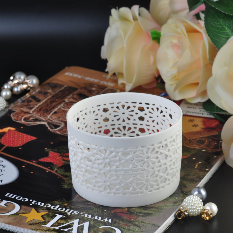 Delicate Hollow- out Embroidery Tealight Ceramic Candle Holder