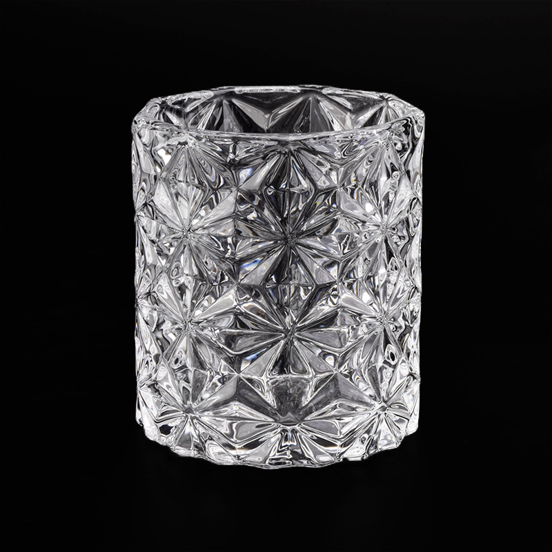 ダイヤモンドクリスタルクリアガラス製キャンドルジャー8oz
