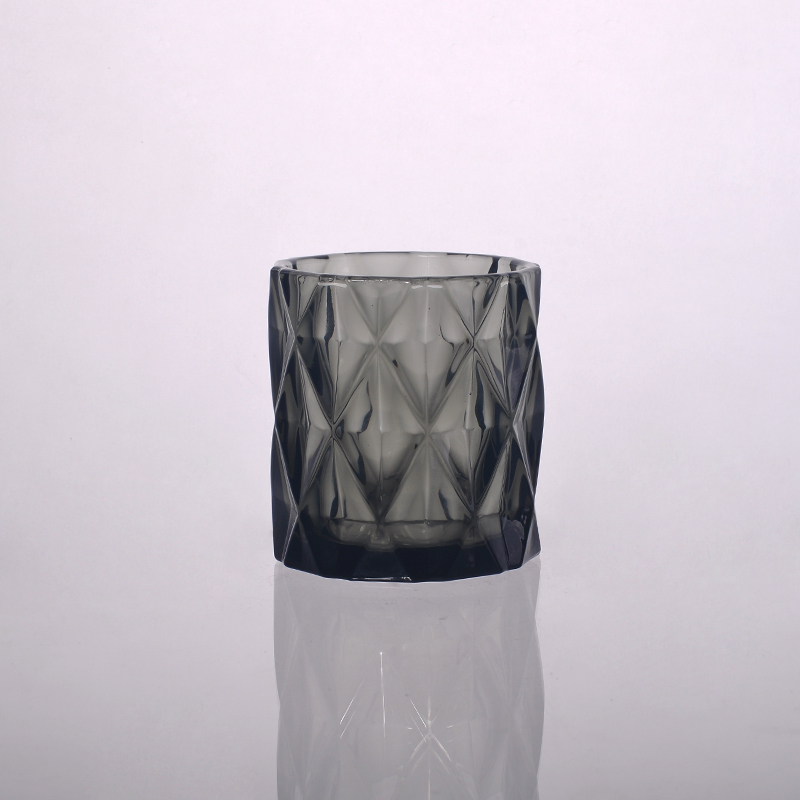 Rautenmuster graviert Kerzenhalter aus Glas