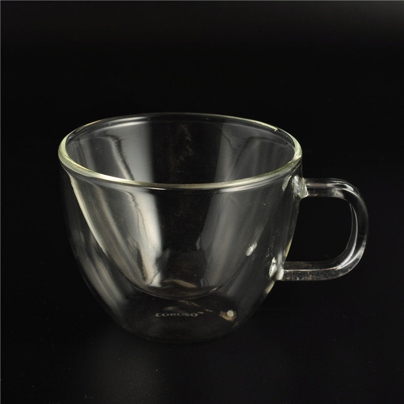Double Wall Drink Glassware Borosilicate Glass Mugs With Handle