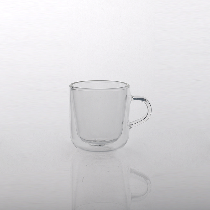 Double wall glass cup for coffee tea