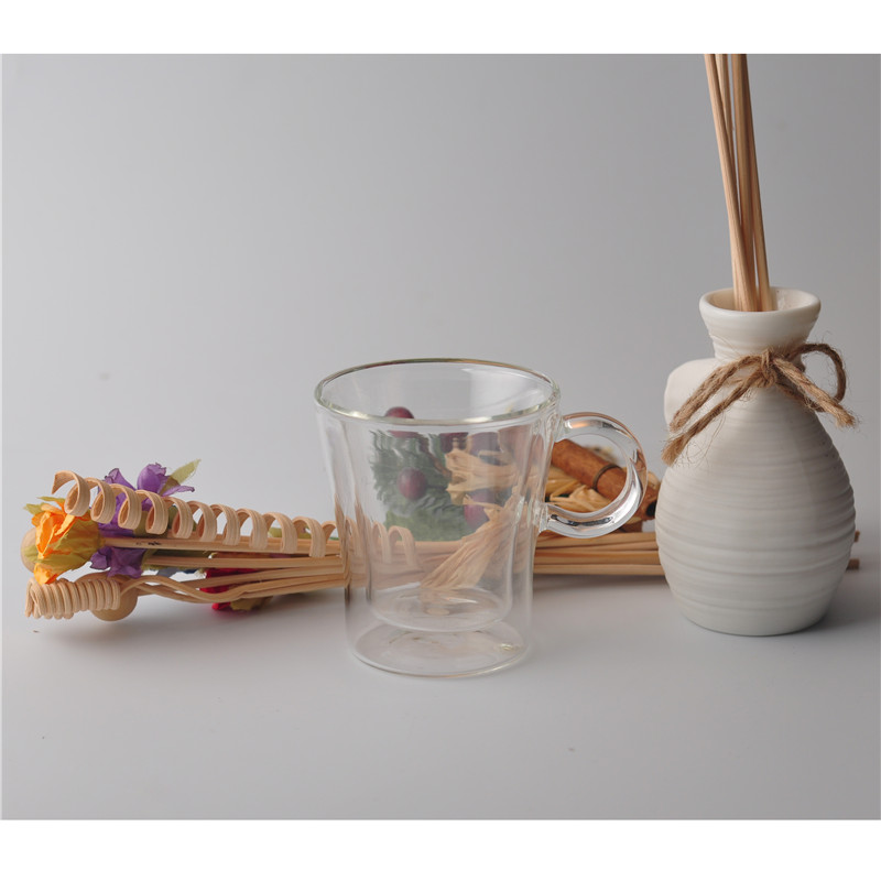 Double wall glass cup for drinking double wall glass cup