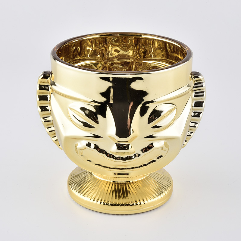 Galwanizacja złota szklana świeca słoik luksusowy szklany świecznik hurtowo