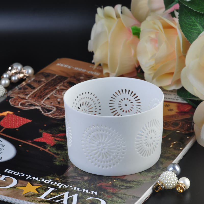 Elegante Branco Tealight casamento Vela cerâmica titular / Jar