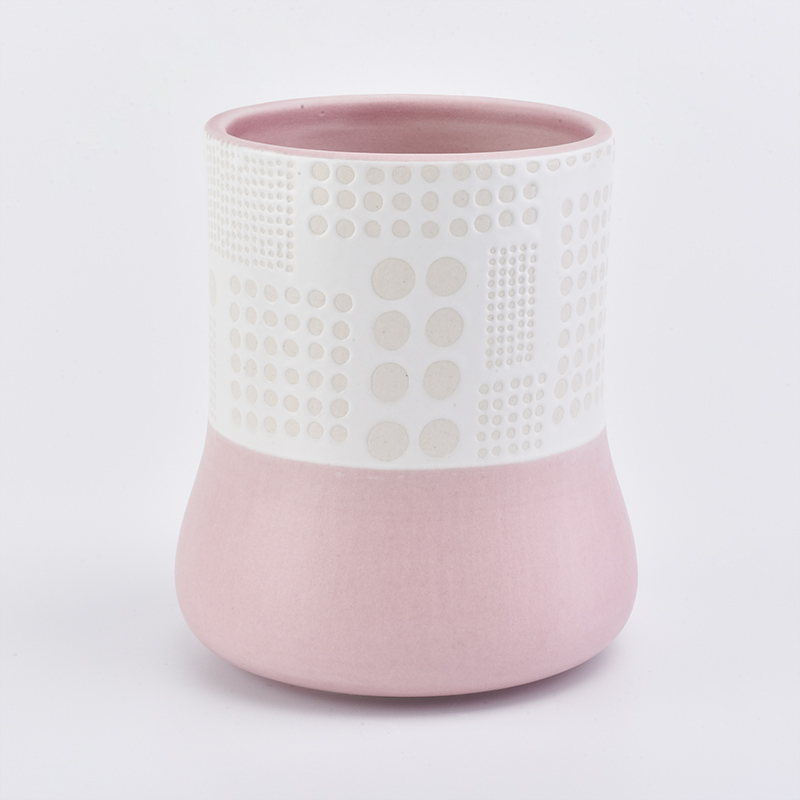 Elegante barattolo di candela con cilindro in ceramica incisa per la decorazione domestica