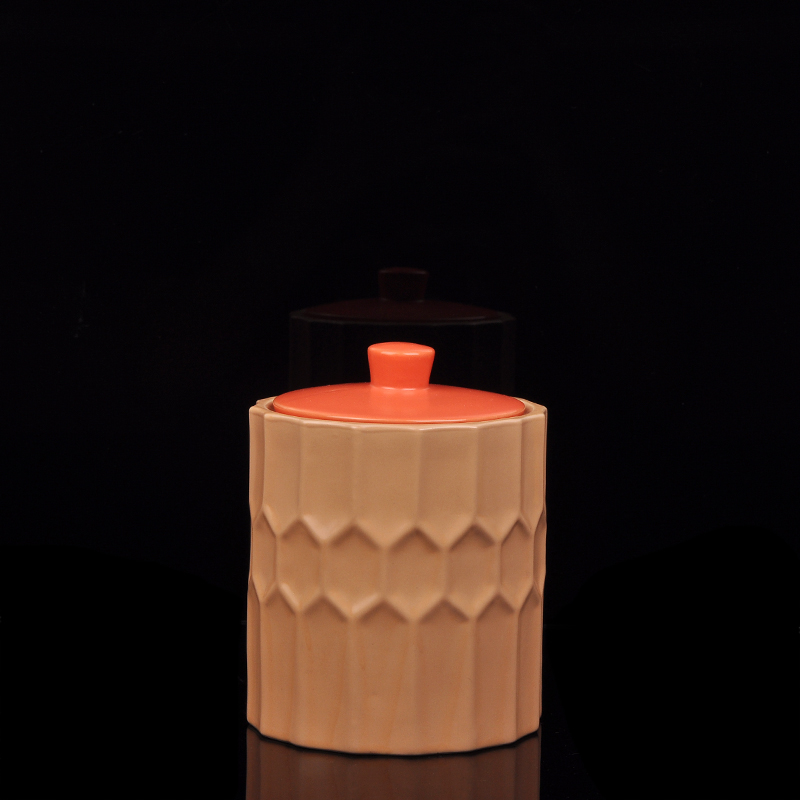 Embossed pattern ceramic candle holders