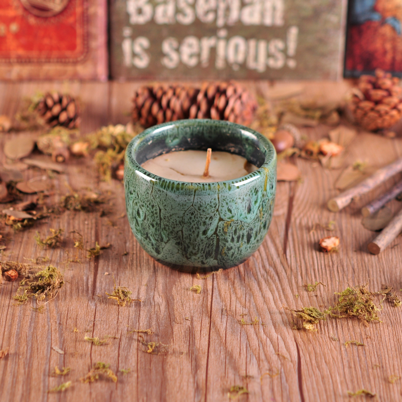 Esmeralda color hecho a mano de la vela de cerámica tarro de China