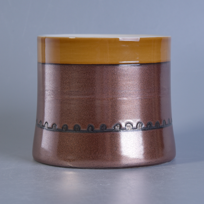 Leere Keramik Kerzenständer mit Metallverglasung für Home Duft