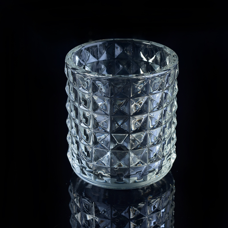 Exquisite diamond design glass candle holders for decor