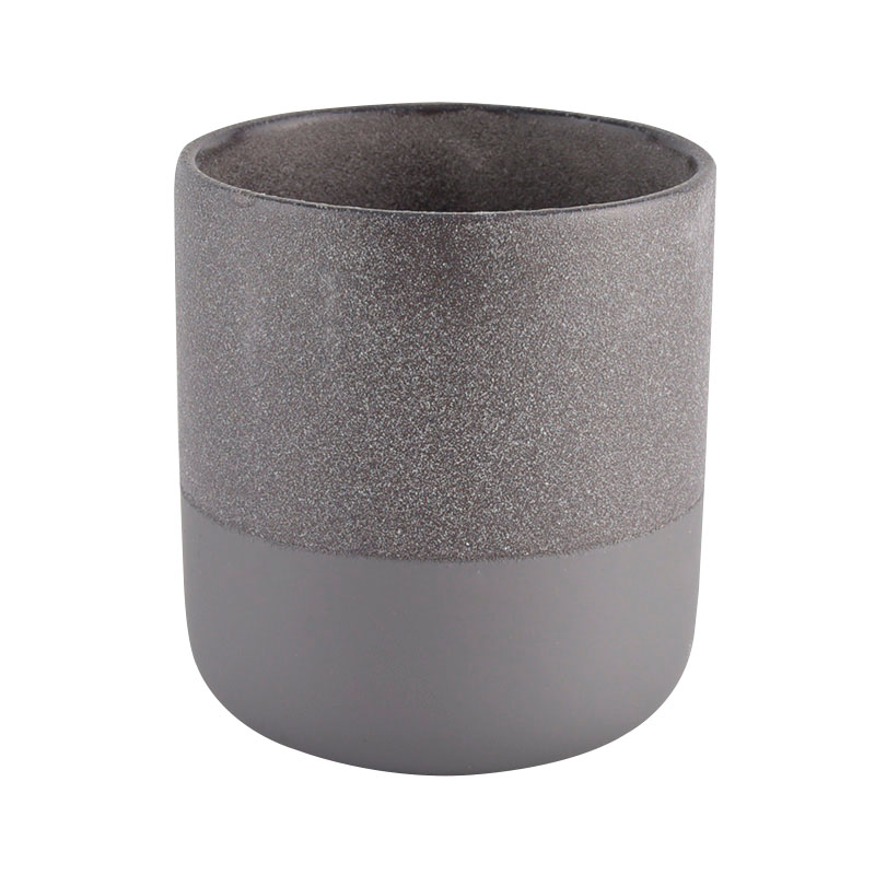 工厂直销霜灰色哑光陶瓷蜡烛罐制作容器