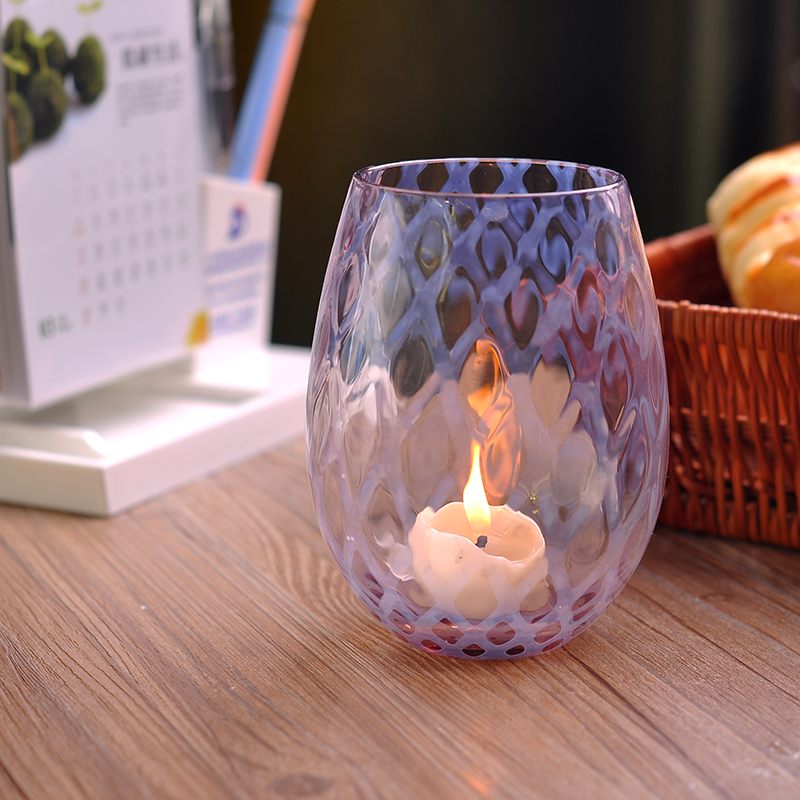 Matériau de couleur fantaisie soufflant bougeoir en verre pour décoration de mariage et à la maison