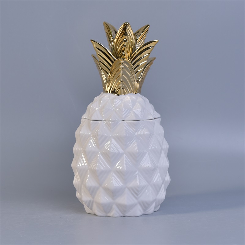 Fashionable fruits pineapple ceramic pineapple holder with leaf