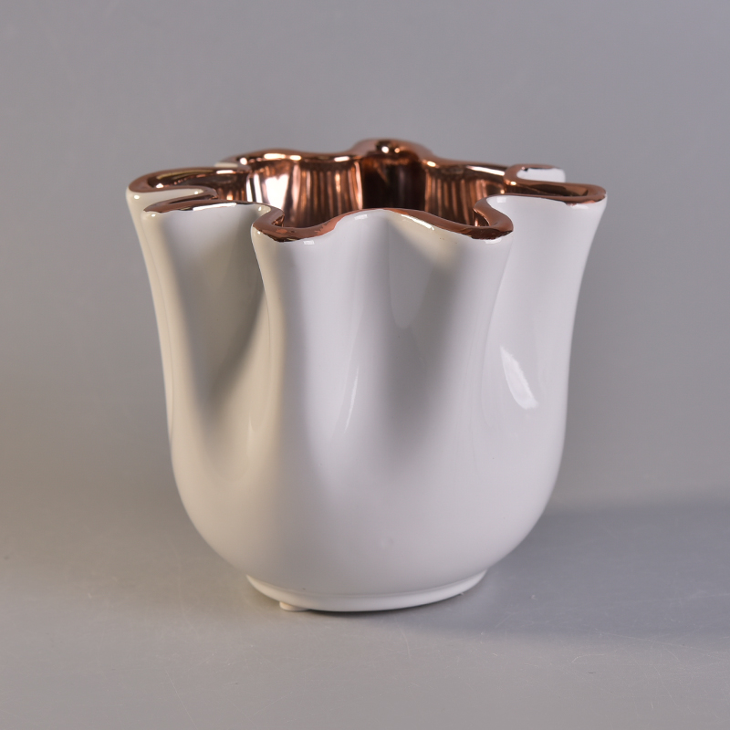 Ceramiczny świecznik ceramiczny z różowym złotem wewnątrz