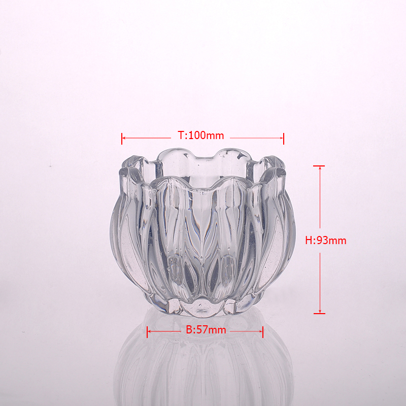 Flower shape clear glass candle holder