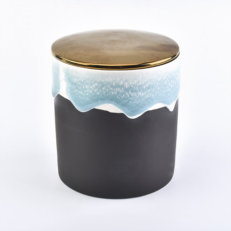 Candelabro de cerámica con efecto arena que fluye con tapa
