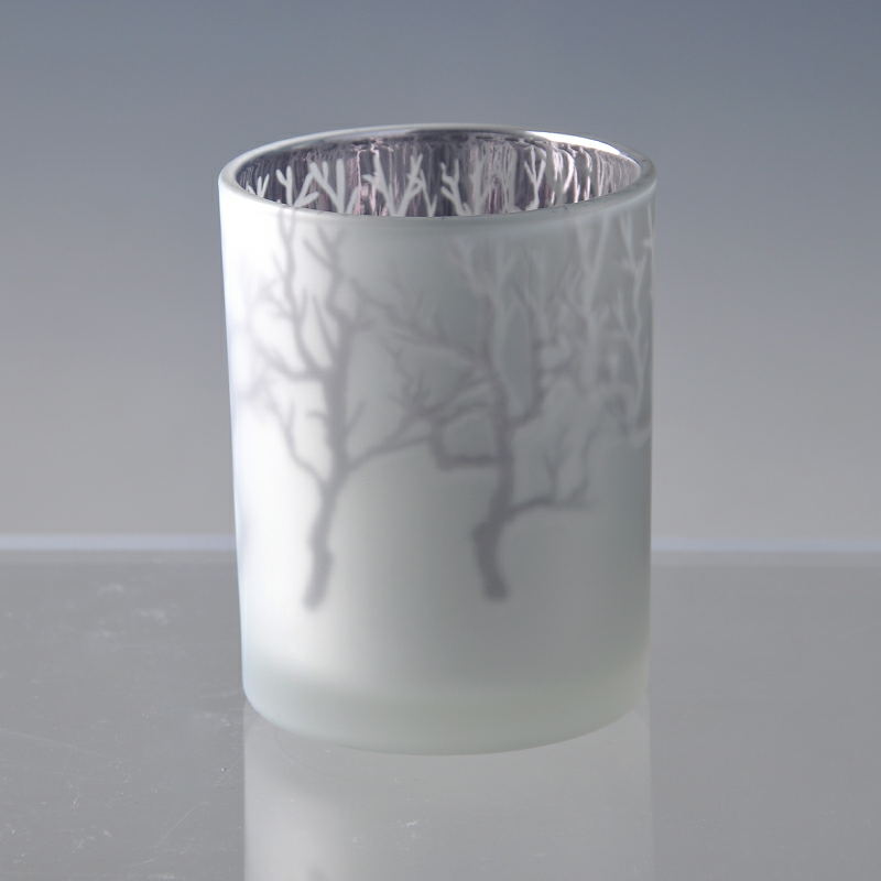 Frosted glass candle holder without lid