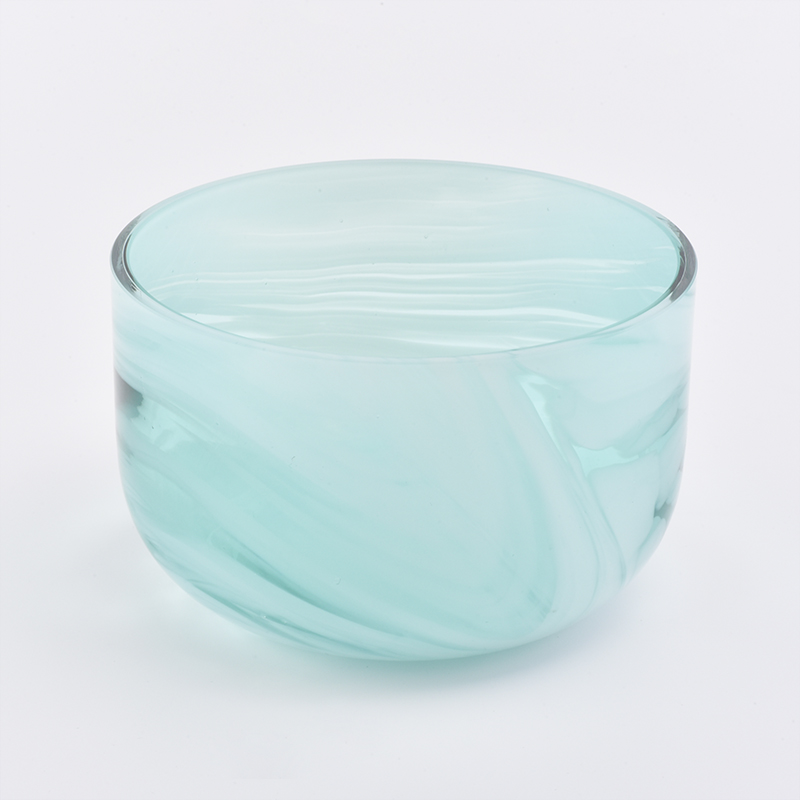 ガラスのキャンドルホルダーホームデコレーション560 MLブルー卸売のためのキャンドルジャー