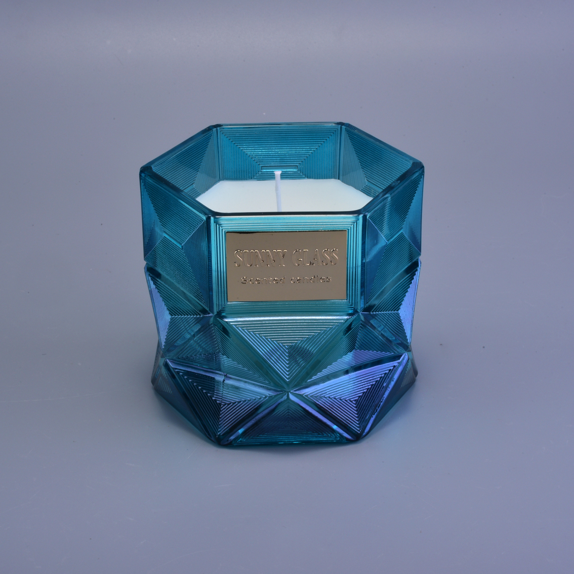 Glass Candle Jars with Polygon Design for Home Decor Scented Candles