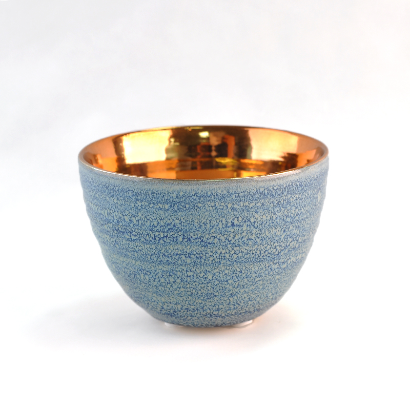 Gold finish ceramic candle holders