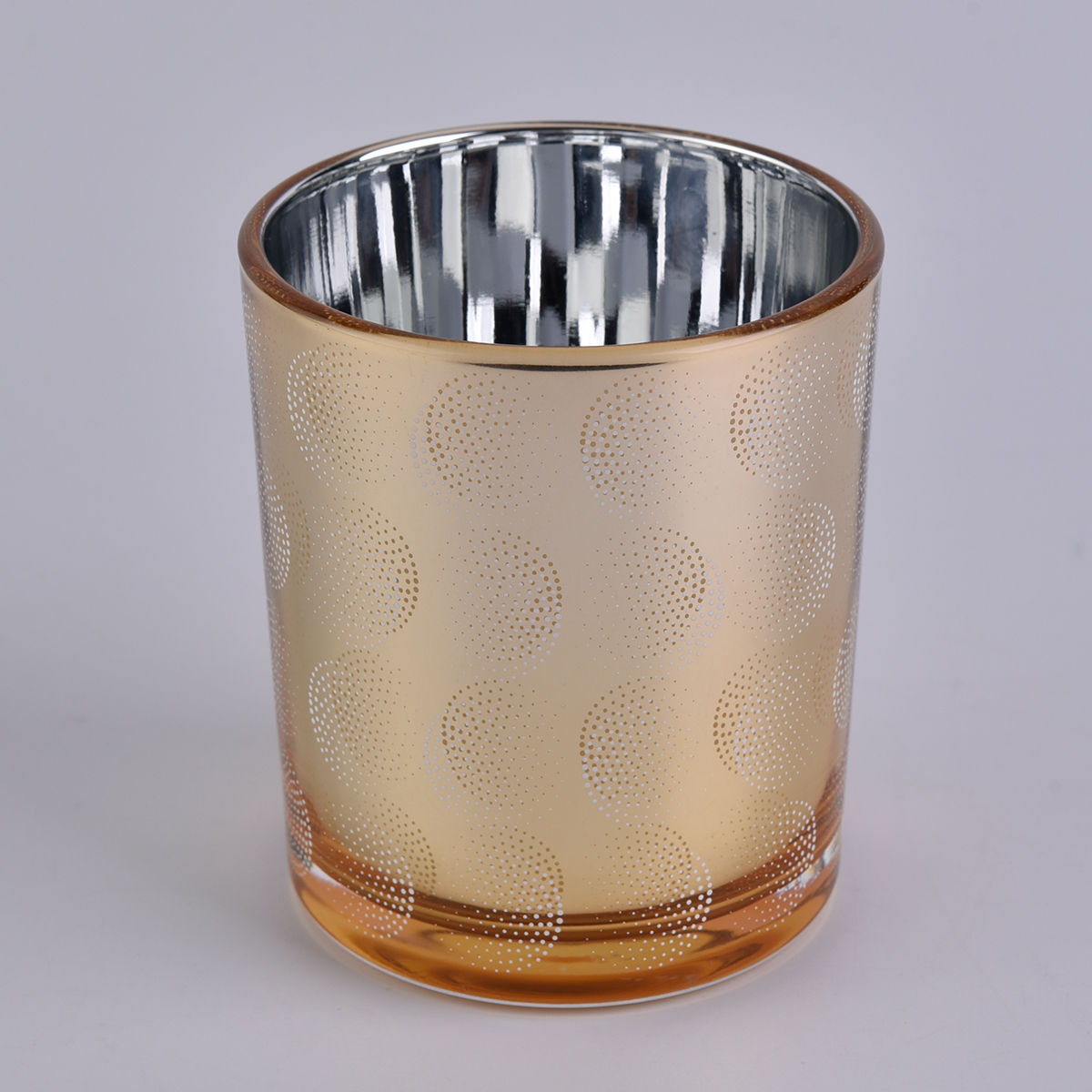 Gold glass candle jar with printing