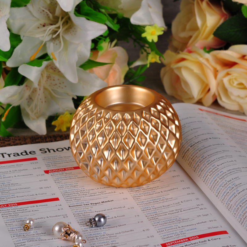 Oro lujo forma de bola de cerámica titular de la vela candelita