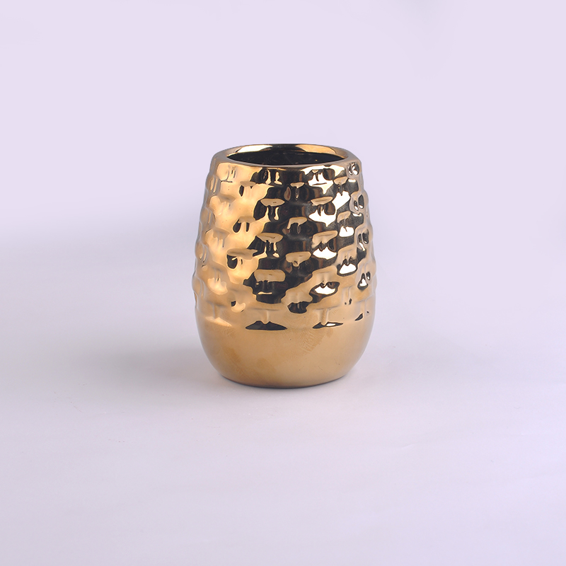 Chapado en oro porta velas de cerámica