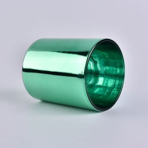 绿色电镀玻璃烛台，用于家庭装饰