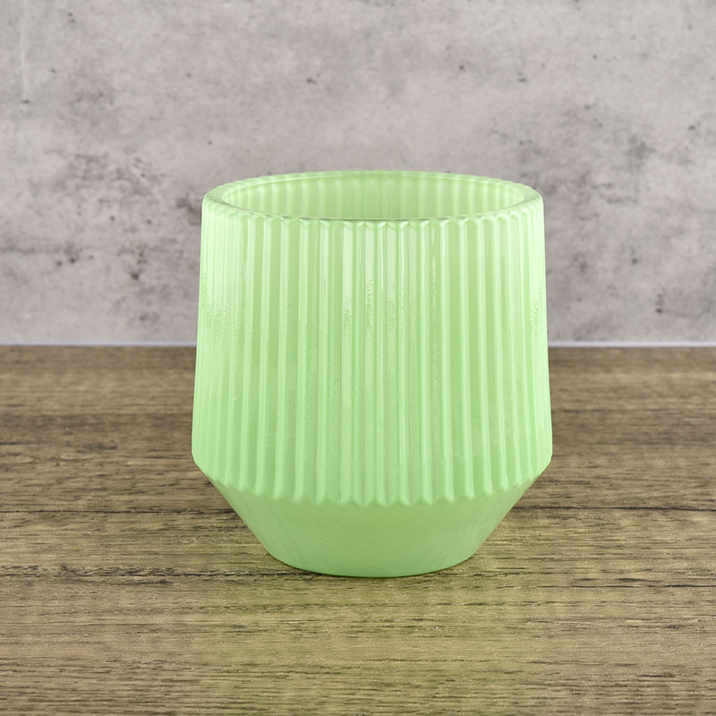 绿色垂直设计玻璃蜡烛罐300ml豪华香气香味蜡烛支架