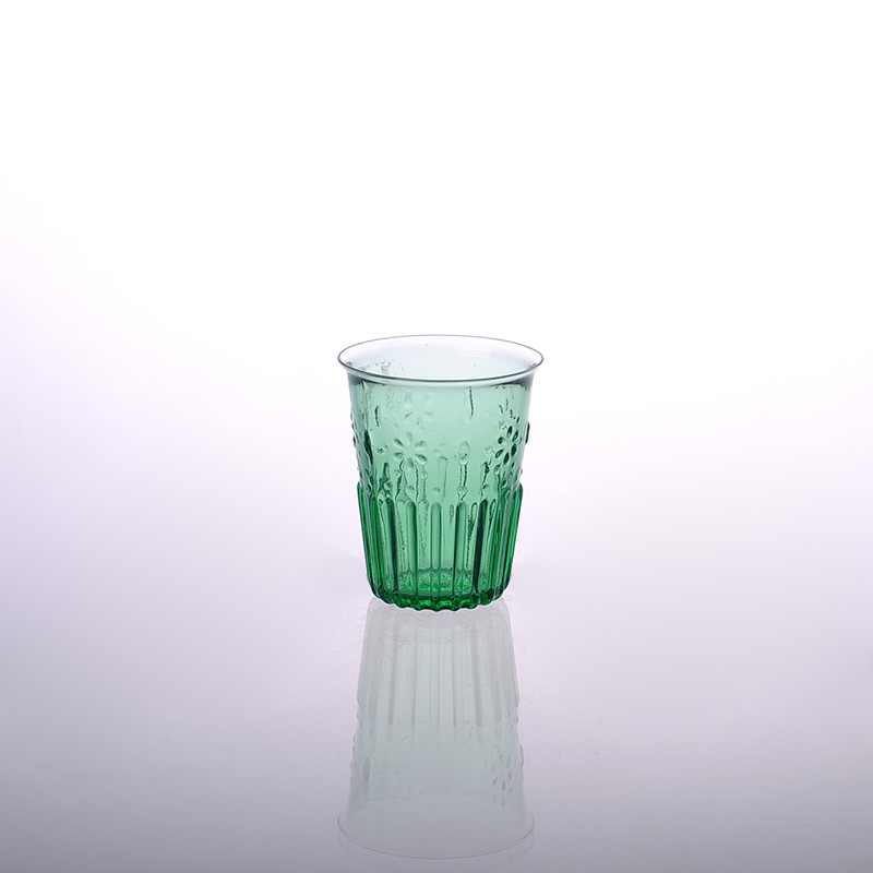 Green color sprayed glass candle holder