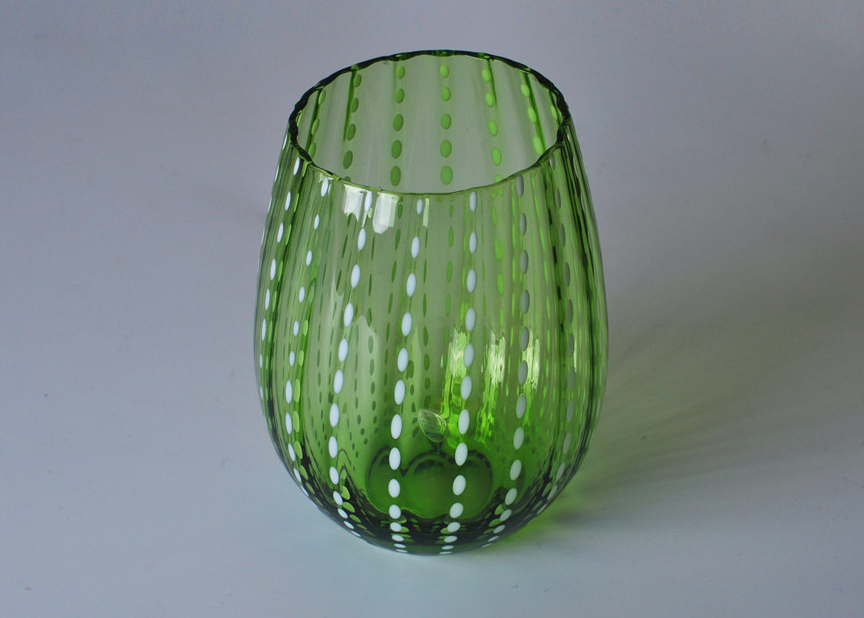 Sostenedor de vela de tazón de fuente verde tarro a mano material vidrio