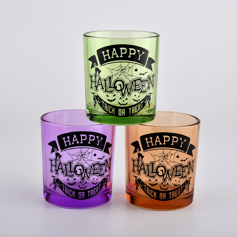 Декоративные стеклянные баночки для свечей на Хэллоуин оптом